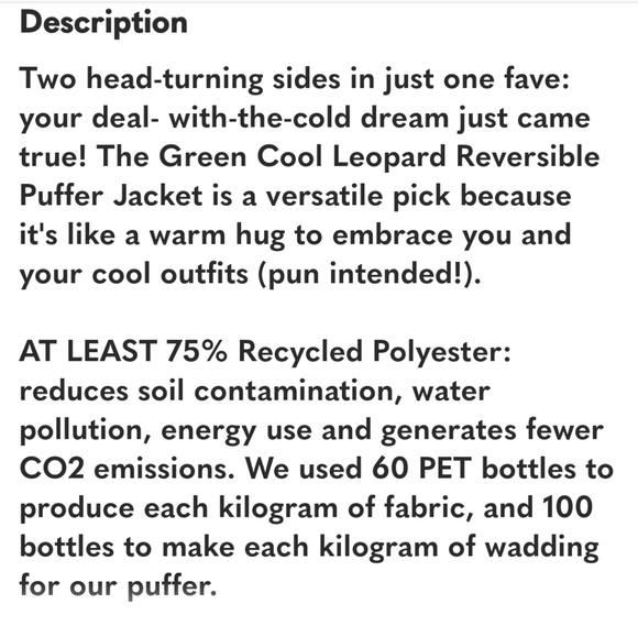 FARM RIO Cool Green Leopard Reversible Puffer Jacket Size Large NWT - Picture 13 of 13